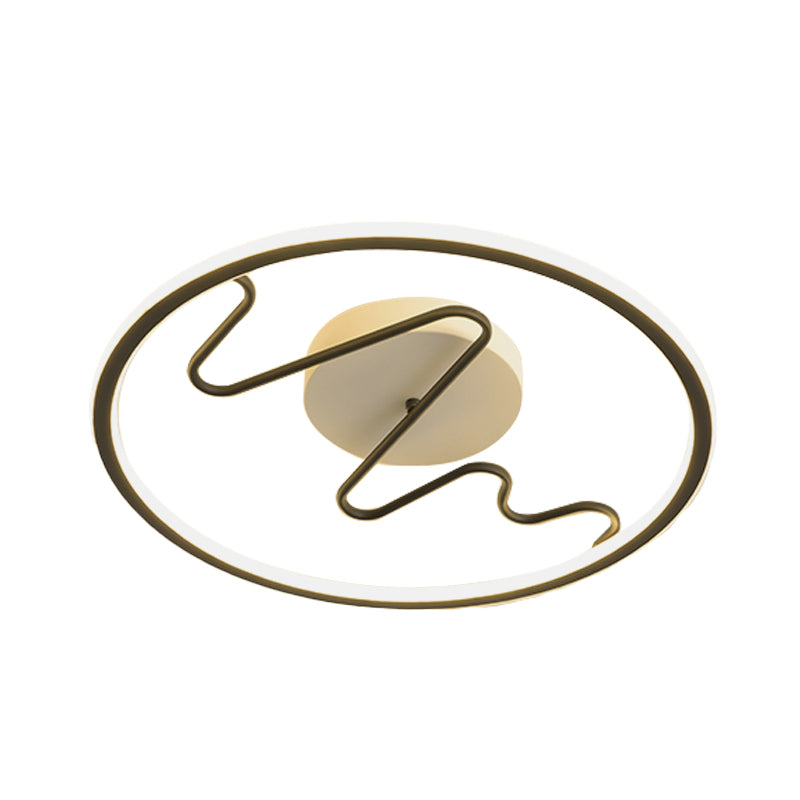 Moderne Ring- und Spirallinien-Unterputzleuchte aus Acryl mit LED-Schlafzimmereinbauleuchte in Schwarz