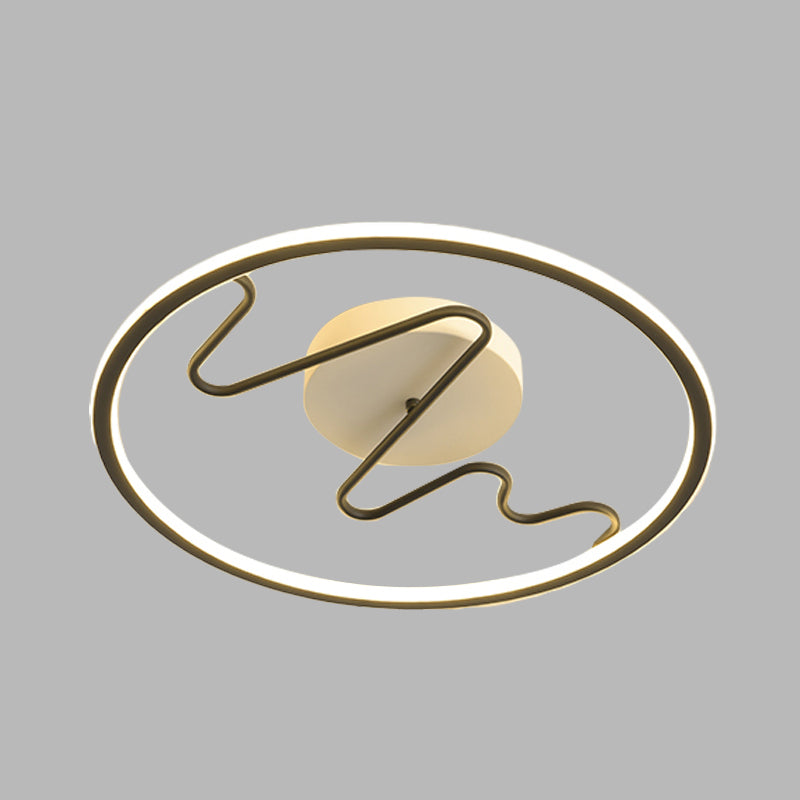 Moderne Ring- und Spirallinien-Unterputzleuchte aus Acryl mit LED-Schlafzimmereinbauleuchte in Schwarz