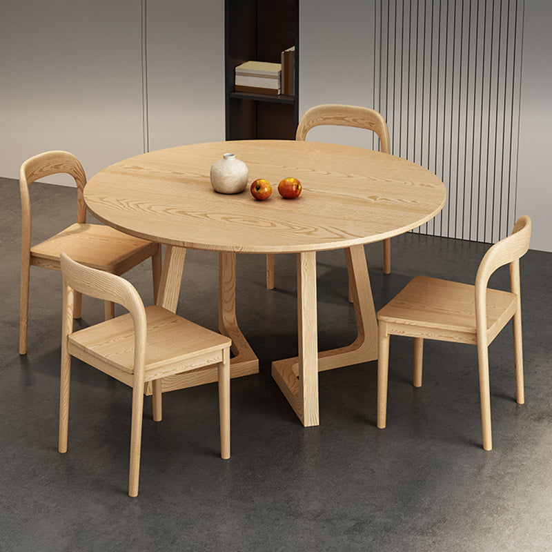 Modern Style Dinette Set 1/2/3/4/5 Pcs Round Solid Wood Dinette Table with Chair
