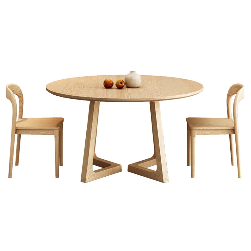 Modern Style Dinette Set 1/2/3/4/5 Pcs Round Solid Wood Dinette Table with Chair