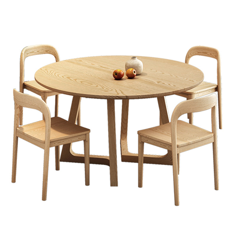 Modern Style Dinette Set 1/2/3/4/5 Pcs Round Solid Wood Dinette Table with Chair