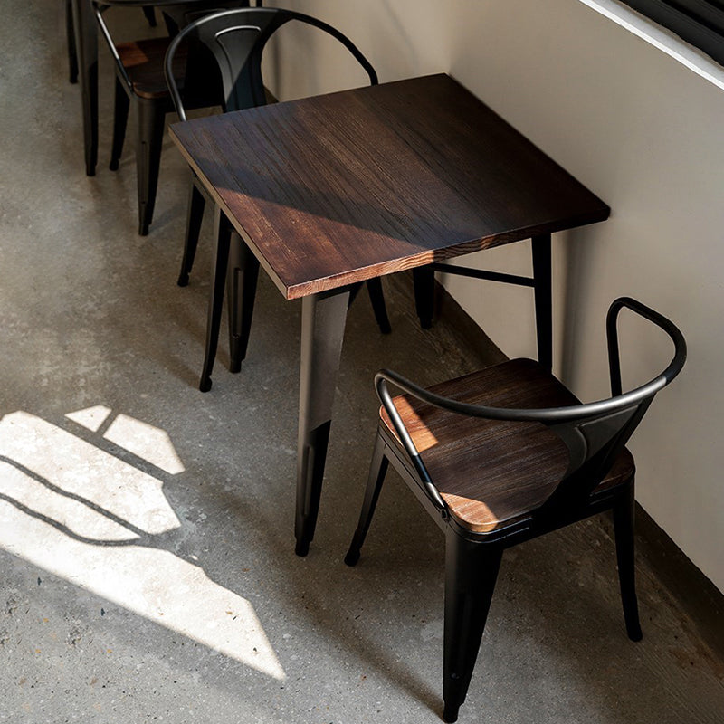 Industrial Dark Brown Dining Table Set 1/2/3/5 Pcs Solid Wood Dinette Set