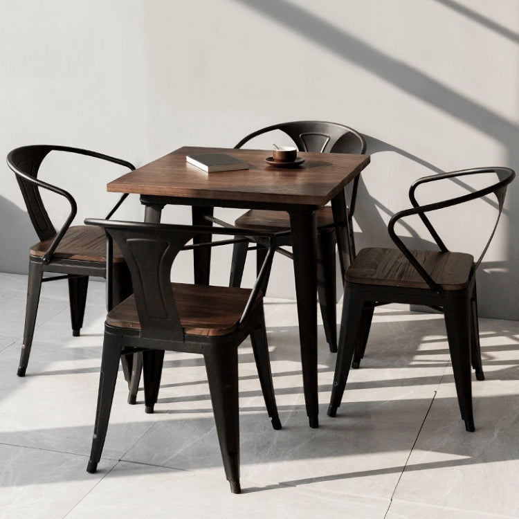 Industrial Dark Brown Dining Table Set 1/2/3/5 Pcs Solid Wood Dinette Set