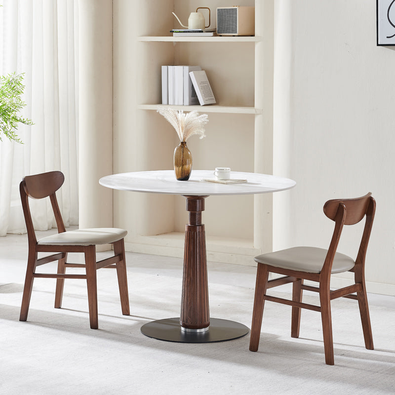 Modern Stone Dining Set with Wooden Frame 1/2/3 Pcs Round Dining Table Set