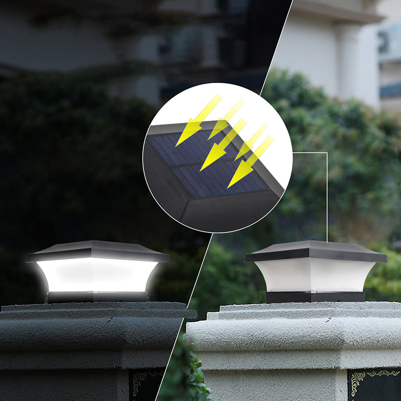 Black Contemporary Metal Pillar Lamp Square Shape Outdoor Waterproof Light