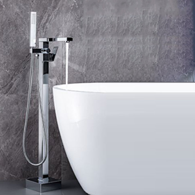 Modern Freestanding Tub Filler Trim Brass Floor Mounted with Handles Tub Faucet