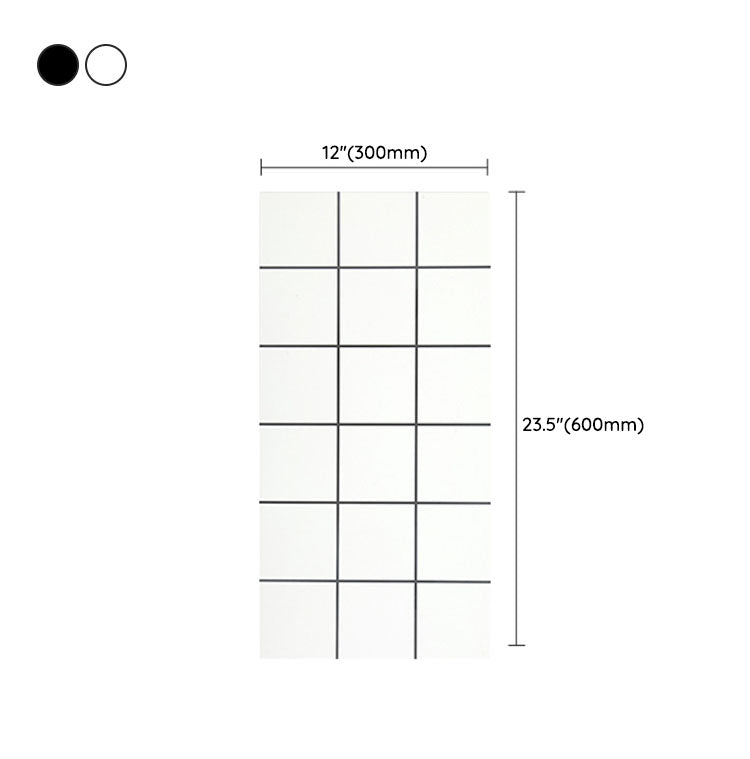 12" x 24"White Subway Tile Mixed Material Rectangular Kitchen and Bathroom Wall Tile