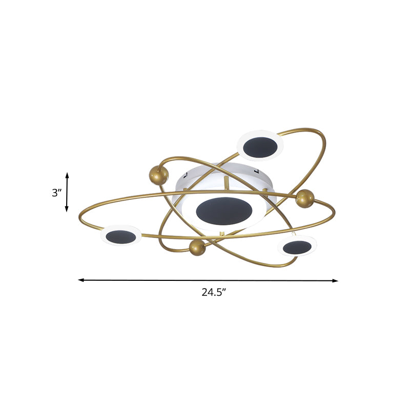 Metallic 3-Oval Ring Flush Mount Ceiling Light Contemporary LED Gold Flushmount in Warm/White Light for Living Room