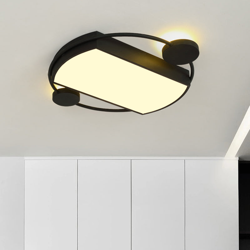 Ring en rechthoek spoeling verlichting modernistisch metaal 16 "/19,5" brede led zwart plafond gemonteerd armatuur