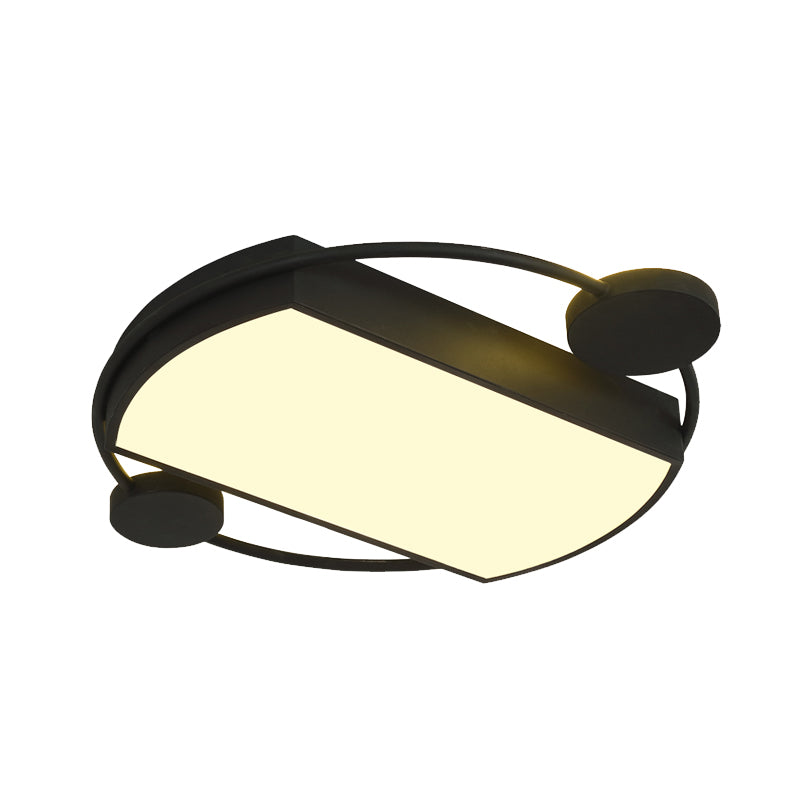 Ring en rechthoek spoeling verlichting modernistisch metaal 16 "/19,5" brede led zwart plafond gemonteerd armatuur