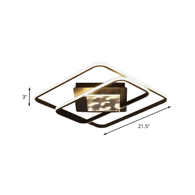 Acryl-Unterputzleuchte mit quadratischem Rahmen, minimalistische LED-Deckenleuchte in Schwarz