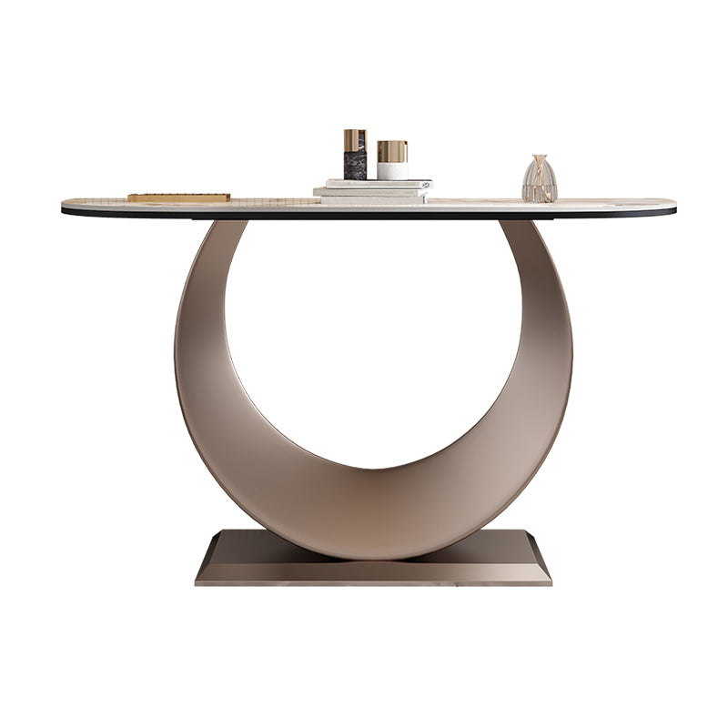 Contemporary Console Table Stone Half Moon End Table , 33.46" Tall
