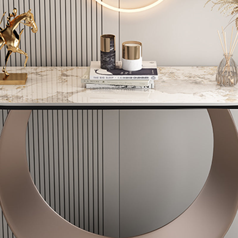 Contemporary Console Table Stone Half Moon End Table , 33.46" Tall