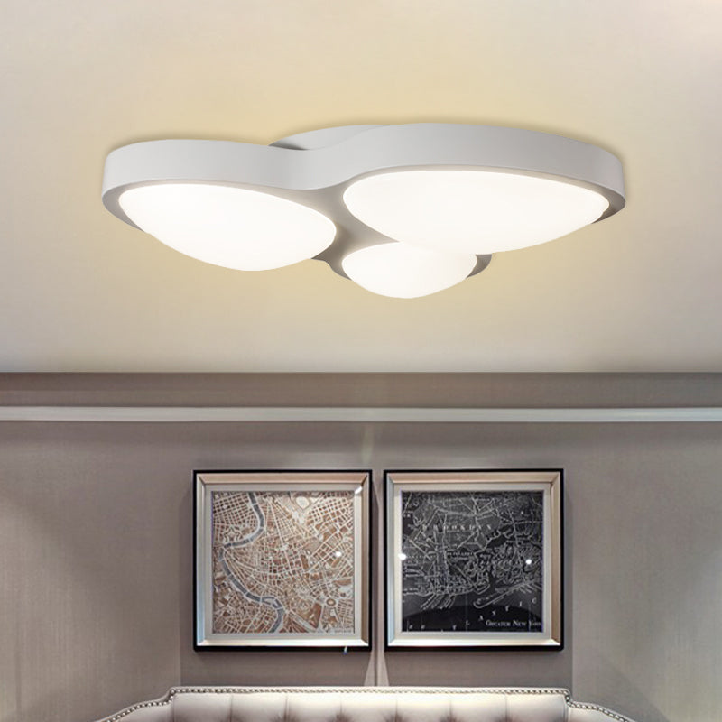 White Oval Ceiling Mounted Fixture Modernist 3 Lights Metallic LED Flushmount Lamp for Bedroom