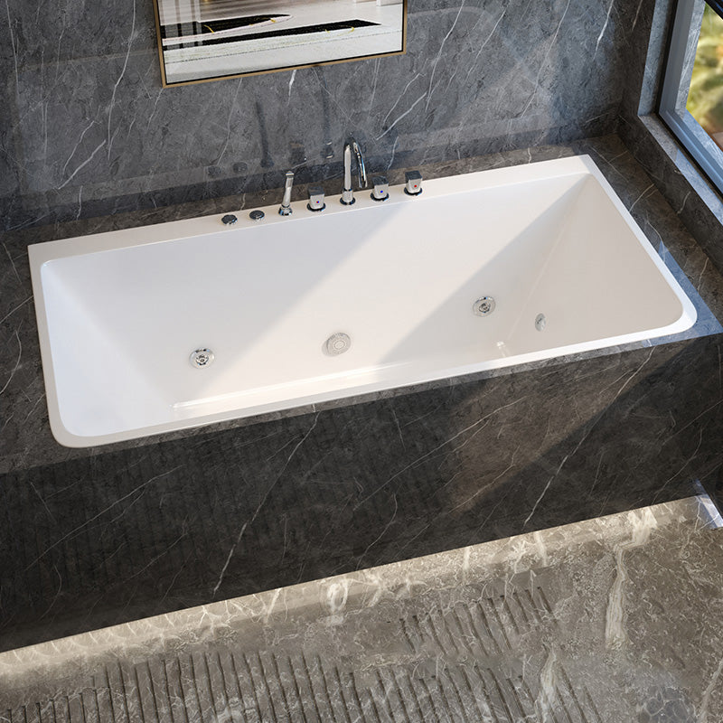 Modern Rectangular Bath Drop-in Acrylic Soaking White Bathtub