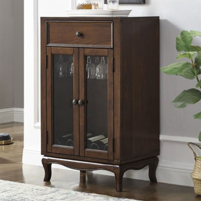 Traditional Rubber Wood Display Stand Glass Doors Hutch Cabinet with Doors for Dining Room