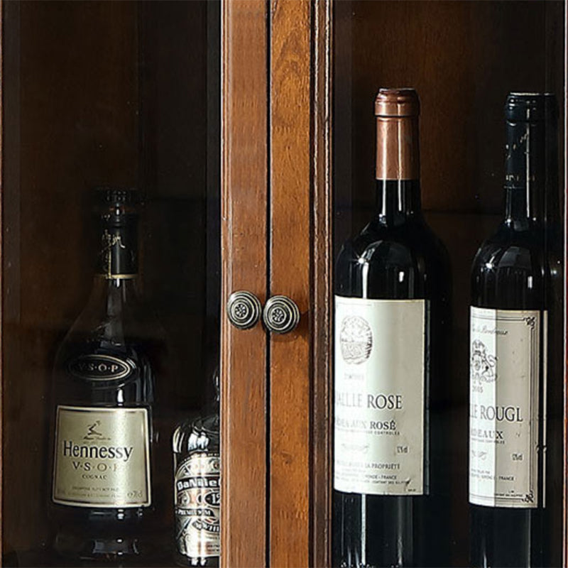 Traditional Rubber Wood Display Stand Glass Doors Hutch Cabinet with Doors for Dining Room