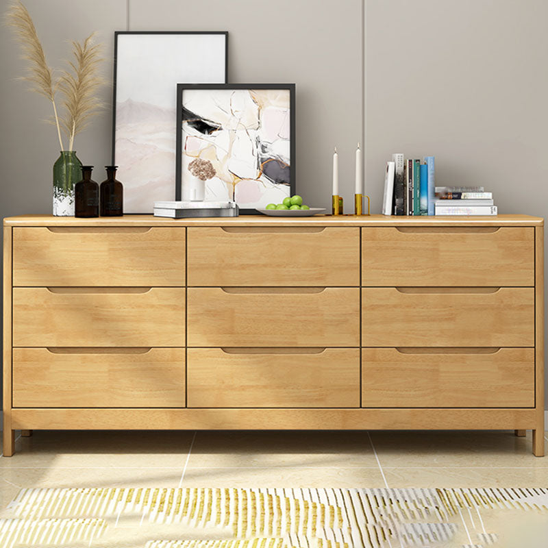Contemporary Horizontal Double Dresser Wood Storage Dresser for Bedroom