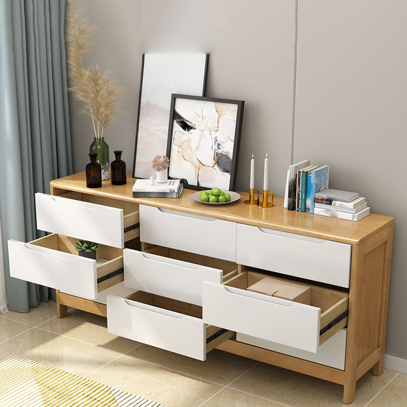 Contemporary Horizontal Double Dresser Wood Storage Dresser for Bedroom