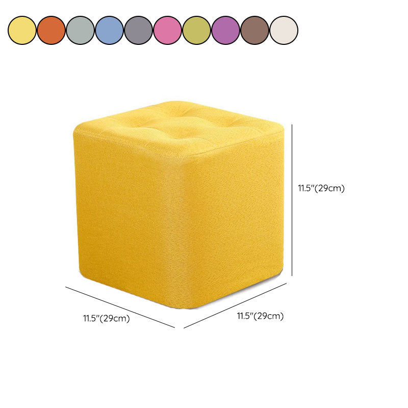 Contemporary Square Shape Cube Linen Blend Upholstered Ottoman