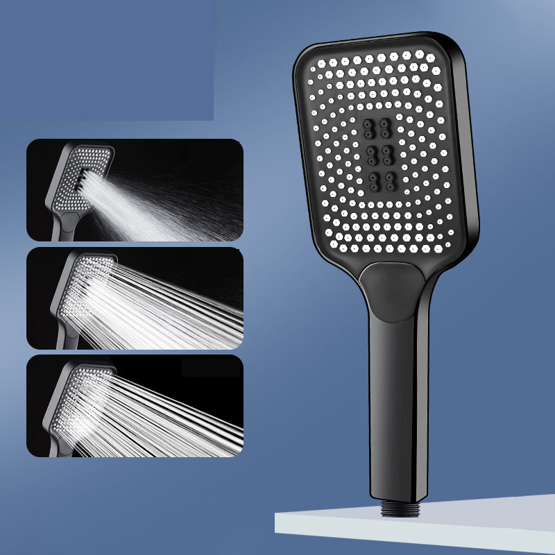 Modern Rectangular Hand Shower in Black 3 Sprays Wall-Mount Hand Shower