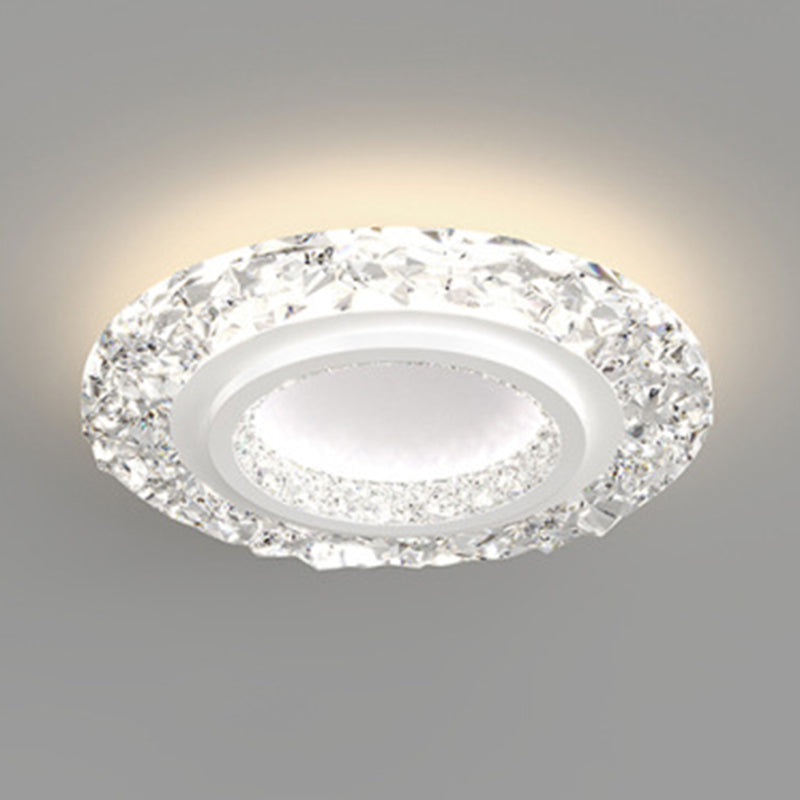 Circular Flush Mount Fixture Modern 1 Light Flush Light for Living Room