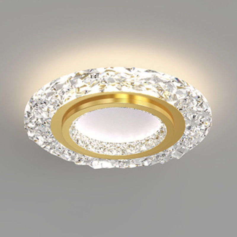Circular Flush Mount Fixture Modern 1 Light Flush Light for Living Room