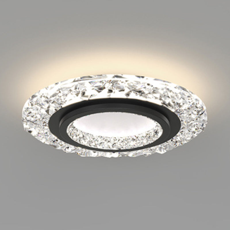 Circular Flush Mount Fixture Modern 1 Light Flush Light for Living Room