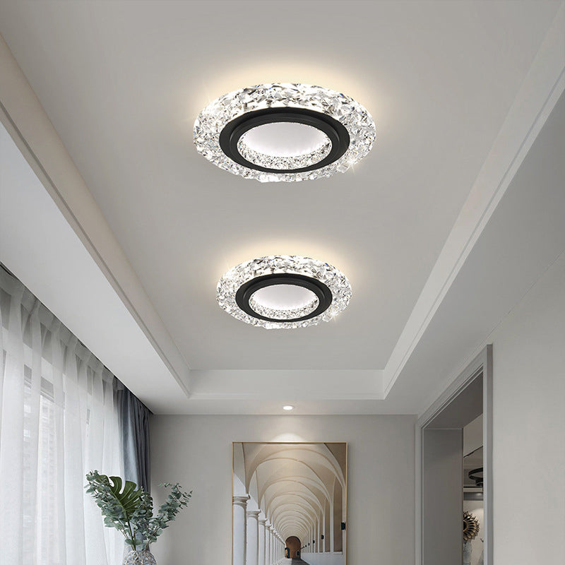 Circular Flush Mount Fixture Modern 1 Light Flush Light for Living Room