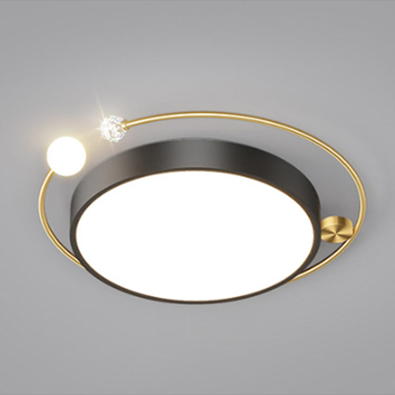Geometric Flush Mount Fixture Contemporary Metal Ceiling Light in Black