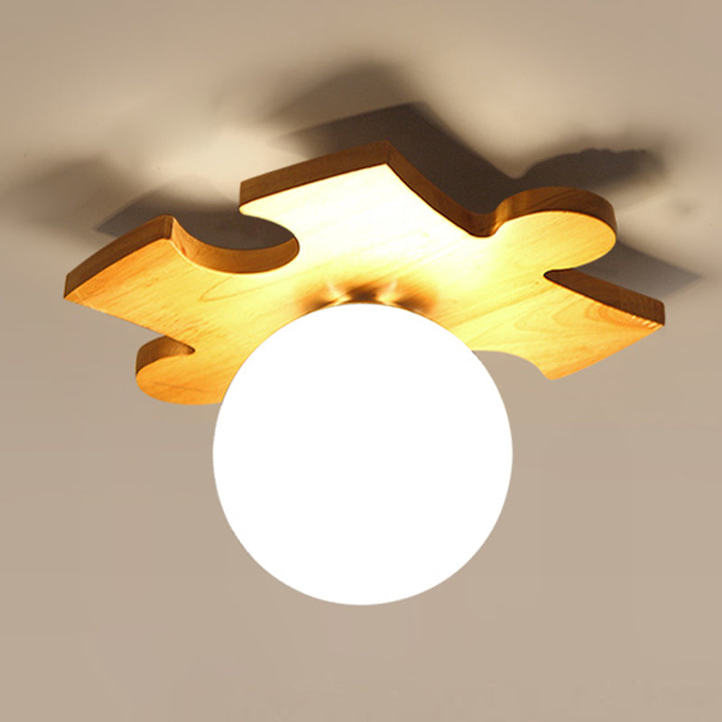 Modern Ceiling Light Wooden Flush Mount Ceiling Light Fixture for Bedroom