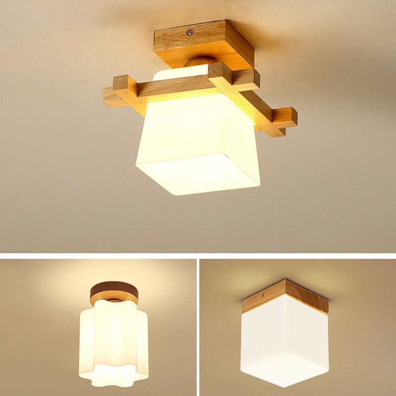 Modern Ceiling Light Wooden Flush Mount Ceiling Light Fixture for Bedroom