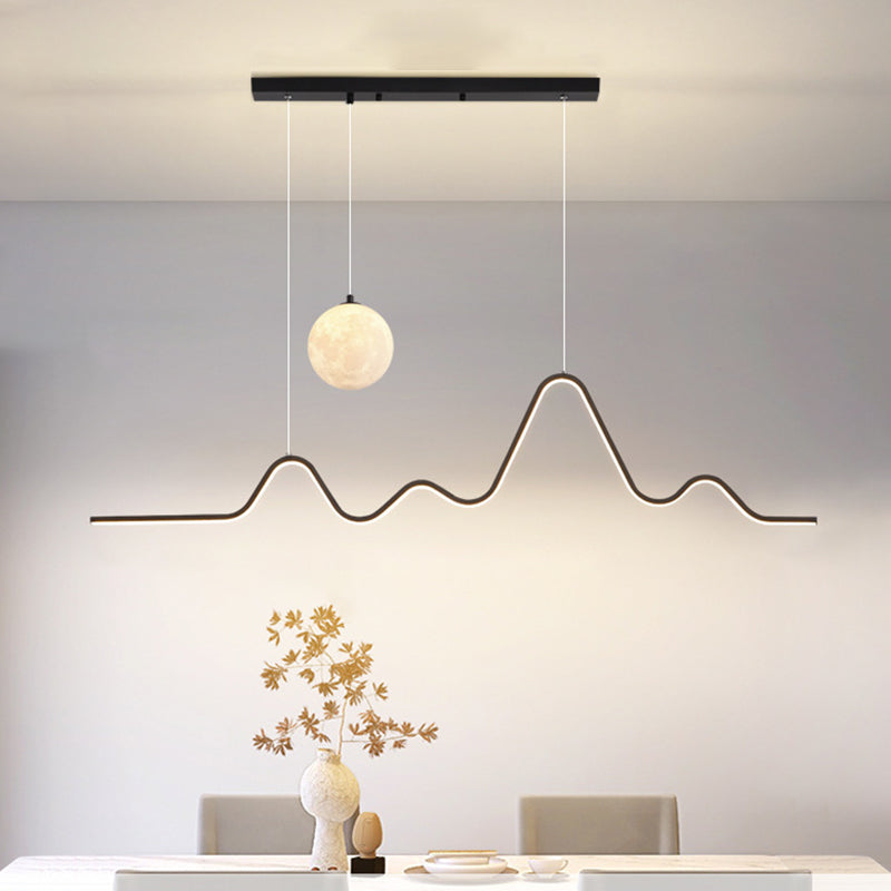 2-Light White/Black/Golden Modernism Kitchen Island Lighting Unique LED Ceiling Light