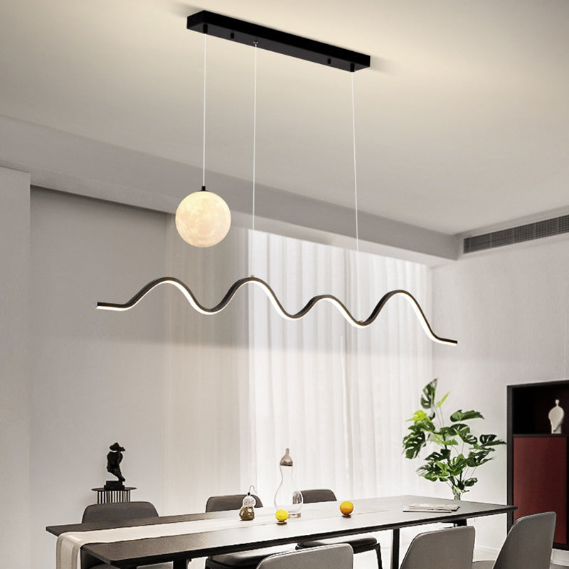2-Light White/Black/Golden Modernism Kitchen Island Lighting Unique LED Ceiling Light