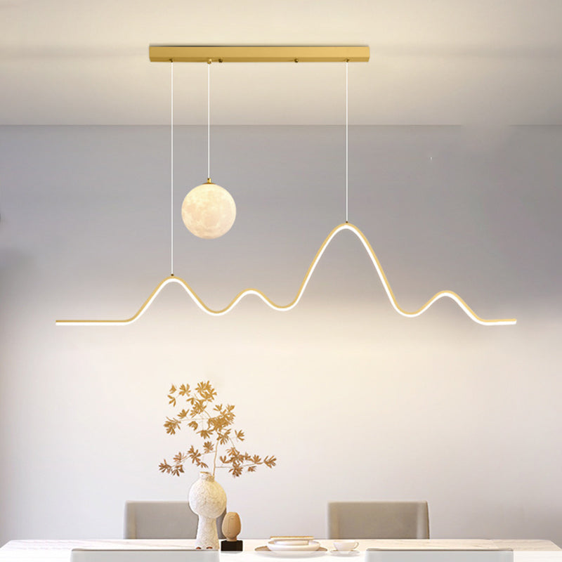 2-Light White/Black/Golden Modernism Kitchen Island Lighting Unique LED Ceiling Light