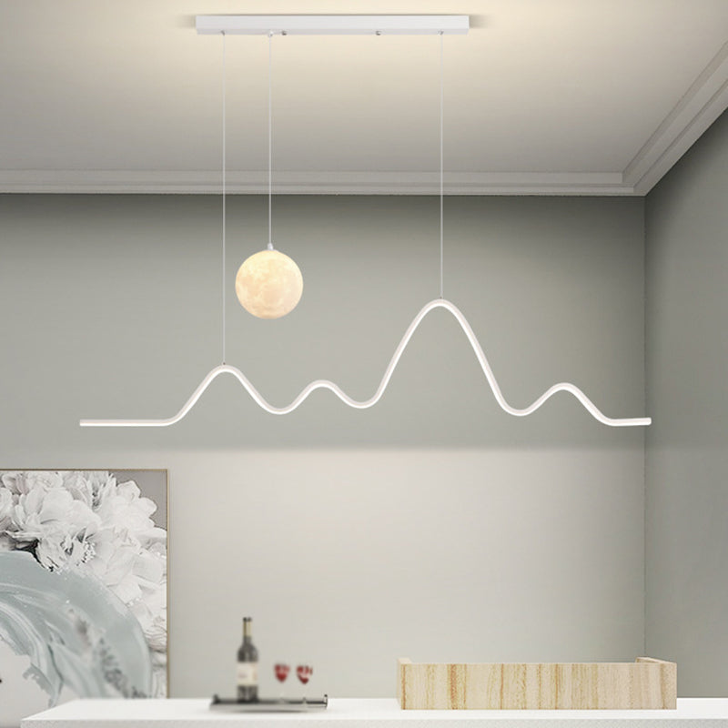 2-Light White/Black/Golden Modernism Kitchen Island Lighting Unique LED Ceiling Light