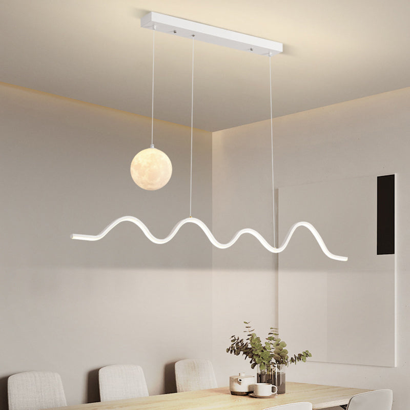 2-Light White/Black/Golden Modernism Kitchen Island Lighting Unique LED Ceiling Light