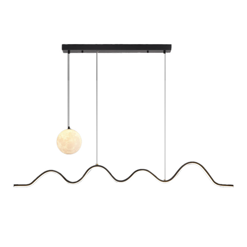 2-Light White/Black/Golden Modernism Kitchen Island Lighting Unique LED Ceiling Light