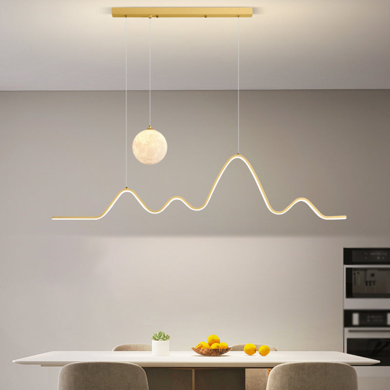 2-Light White/Black/Golden Modernism Kitchen Island Lighting Unique LED Ceiling Light
