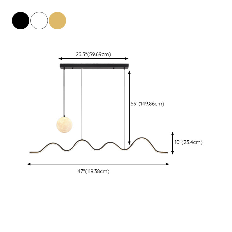 2-Light White/Black/Golden Modernism Kitchen Island Lighting Unique LED Ceiling Light