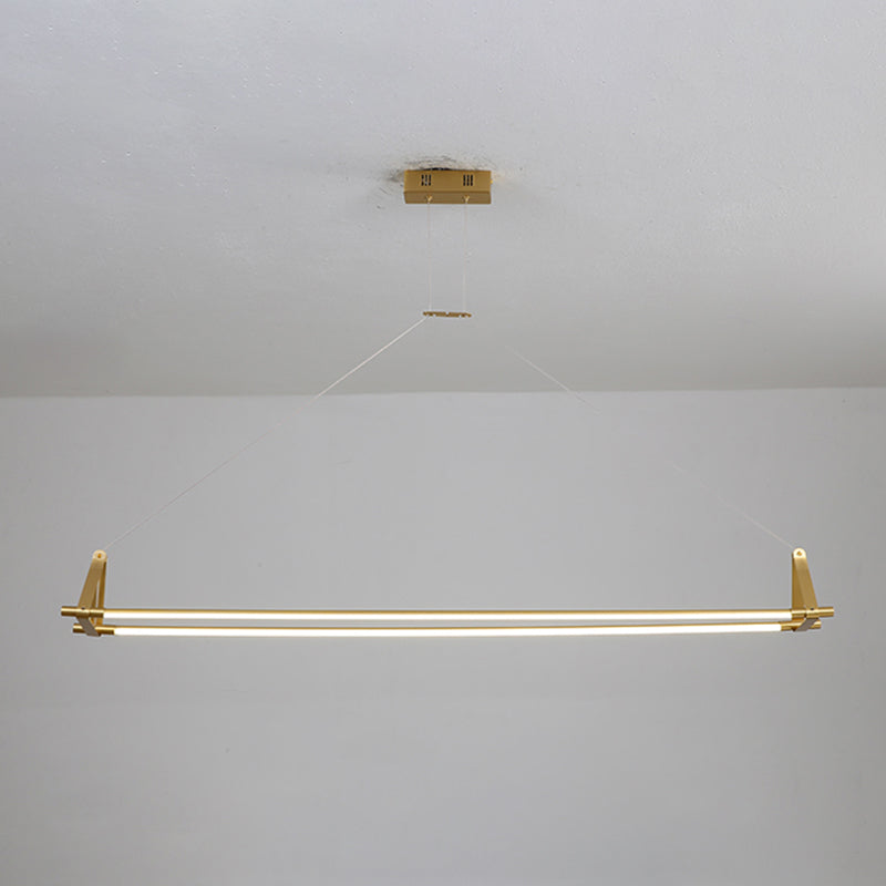LED Linear Kitchen Island Lighting in Gold Contemporary Solid Brass Ceiling Pendant