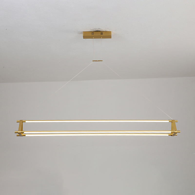 LED Linear Kitchen Island Lighting in Gold Contemporary Solid Brass Ceiling Pendant