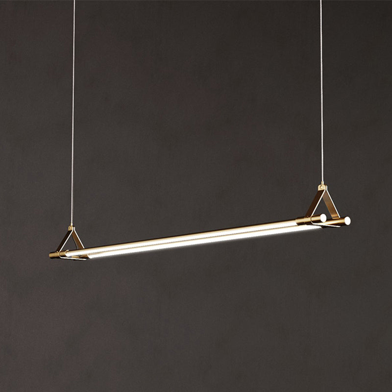 LED Linear Kitchen Island Lighting in Gold Contemporary Solid Brass Ceiling Pendant