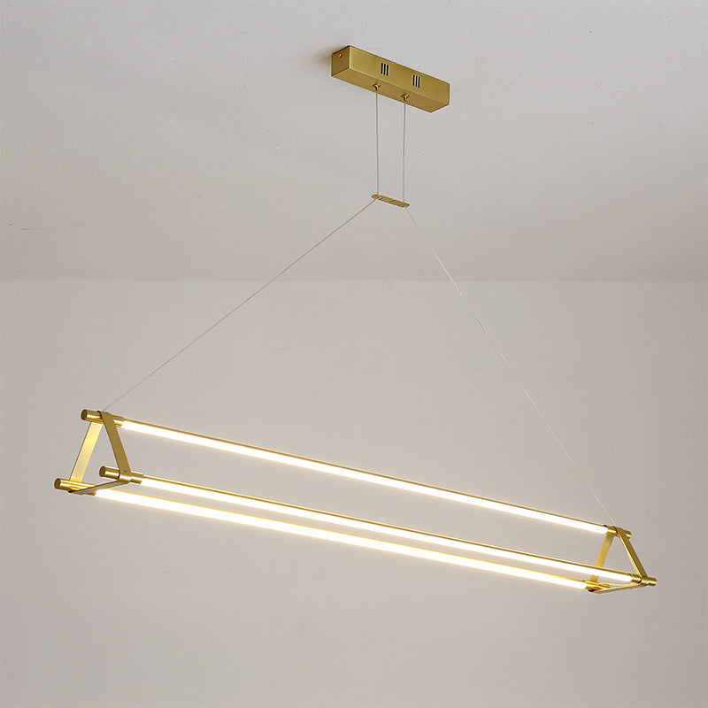 LED Linear Kitchen Island Lighting in Gold Contemporary Solid Brass Ceiling Pendant