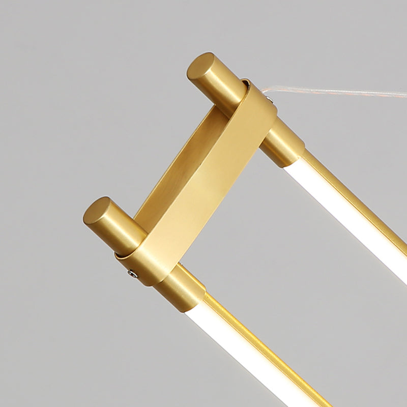 LED Linear Kitchen Island Lighting in Gold Contemporary Solid Brass Ceiling Pendant