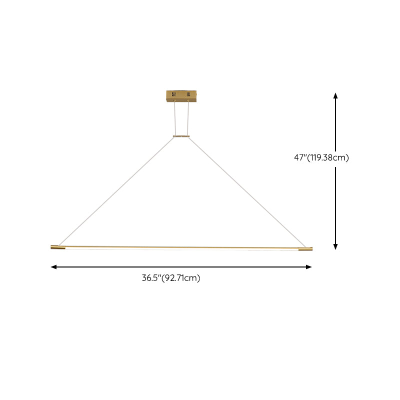 LED Linear Kitchen Island Lighting in Gold Contemporary Solid Brass Ceiling Pendant