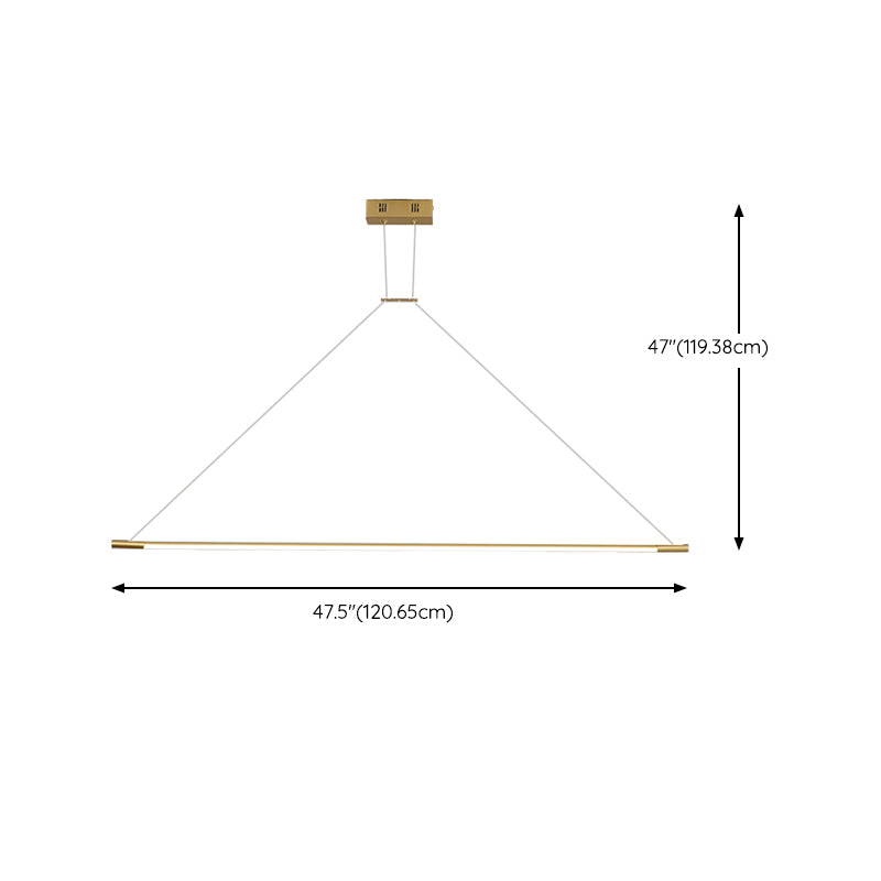 LED Linear Kitchen Island Lighting in Gold Contemporary Solid Brass Ceiling Pendant