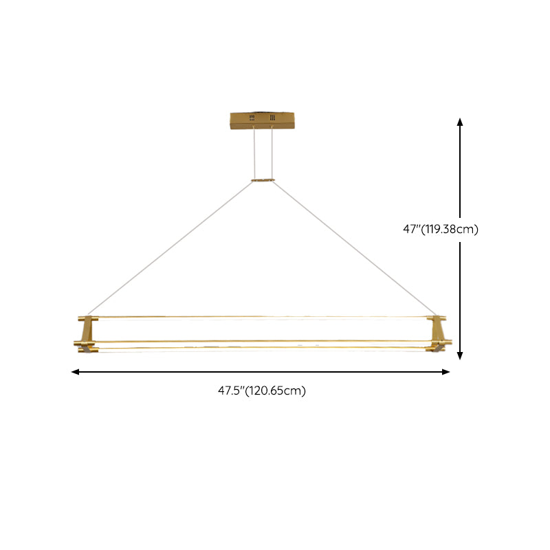 LED Linear Kitchen Island Lighting in Gold Contemporary Solid Brass Ceiling Pendant