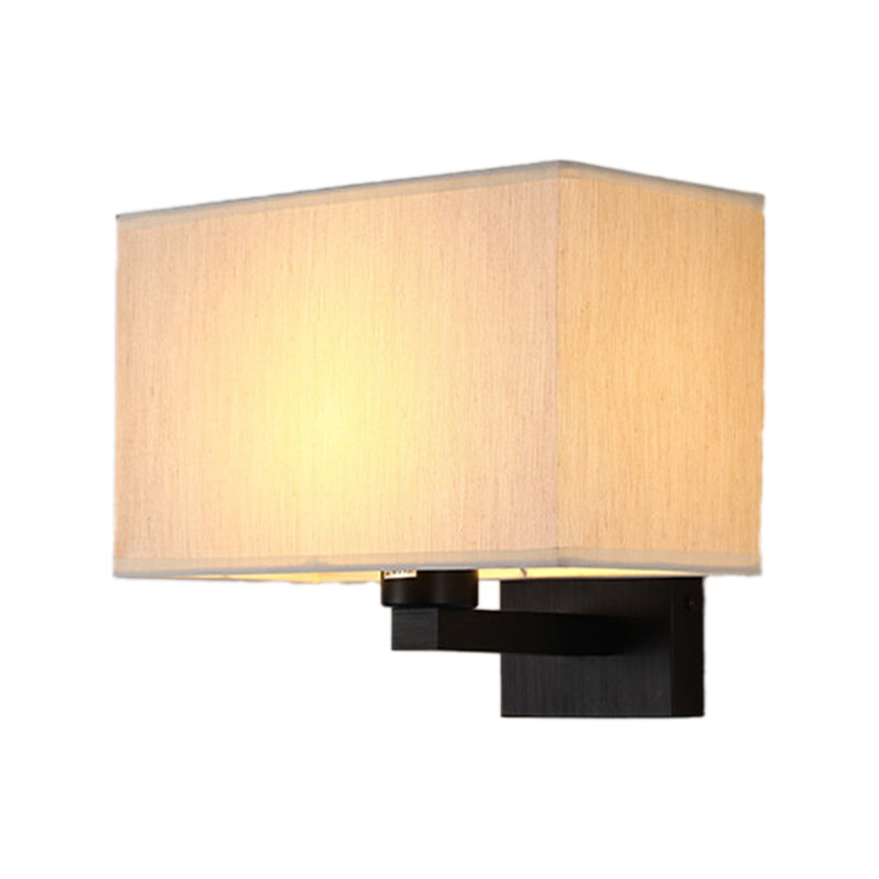Modern Metal Wall Sconce Rectangle Shape Wall Light with Fabric Shade for Living Room