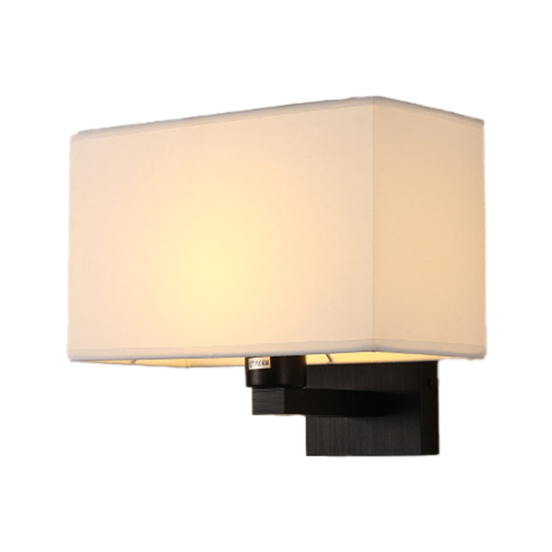 Modern Metal Wall Sconce Rectangle Shape Wall Light with Fabric Shade for Living Room
